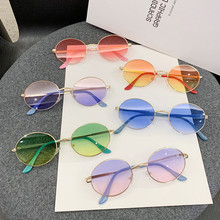 复古圆形太阳镜外贸海洋片眼镜圆框墨镜炫彩潮流金属眼镜厂家直销