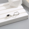 Black retro ring, set heart-shaped, simple and elegant design