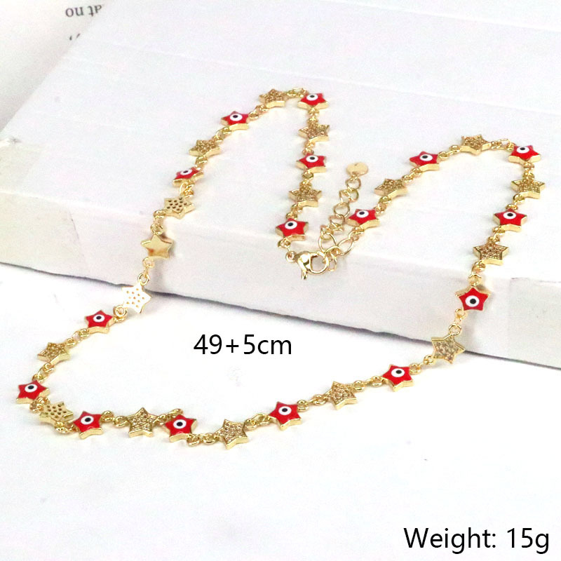 Fashion Pentagram Eye Copper Necklace Stoving Varnish Plating Copper Necklaces