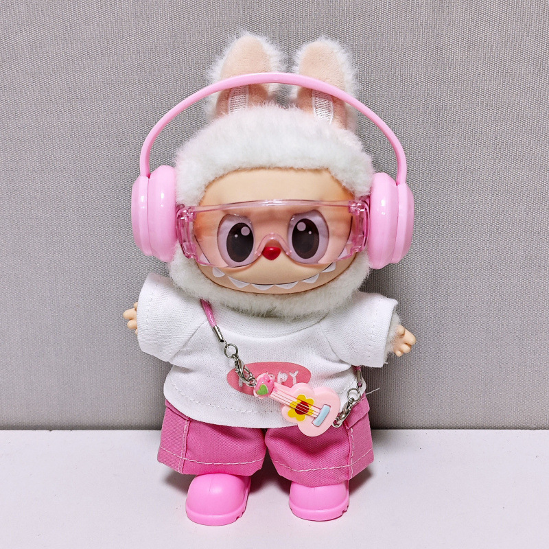 First, Second, and Third Generation Labubu Doll Clothes Sports Suit Labubu Macaron Goggles Casual Full-Power 17cm