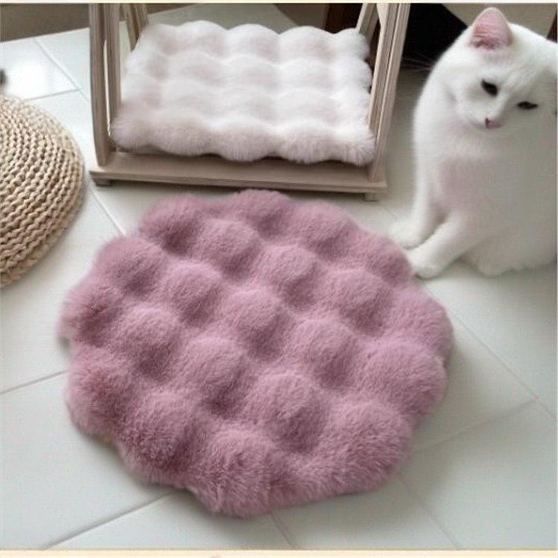 猫咪睡觉垫猫窝垫子兔毛绒圆形狗窝搭配毯子秋冬保暖坐垫宠物用品|undefined