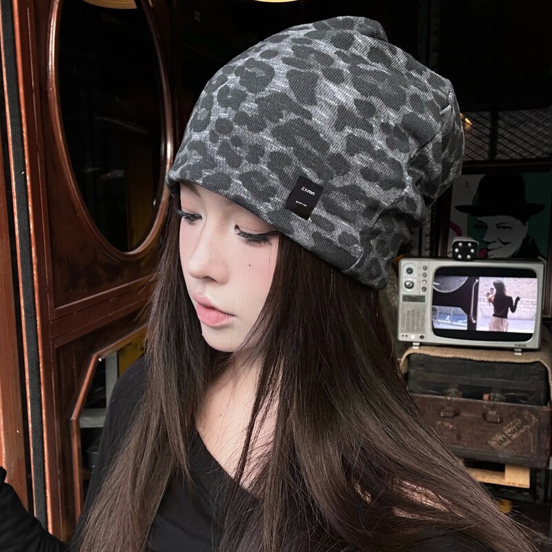 y2k千禧辣妹豹纹堆堆帽女款春夏时尚百搭显脸小包头帽休闲冷帽女|undefined