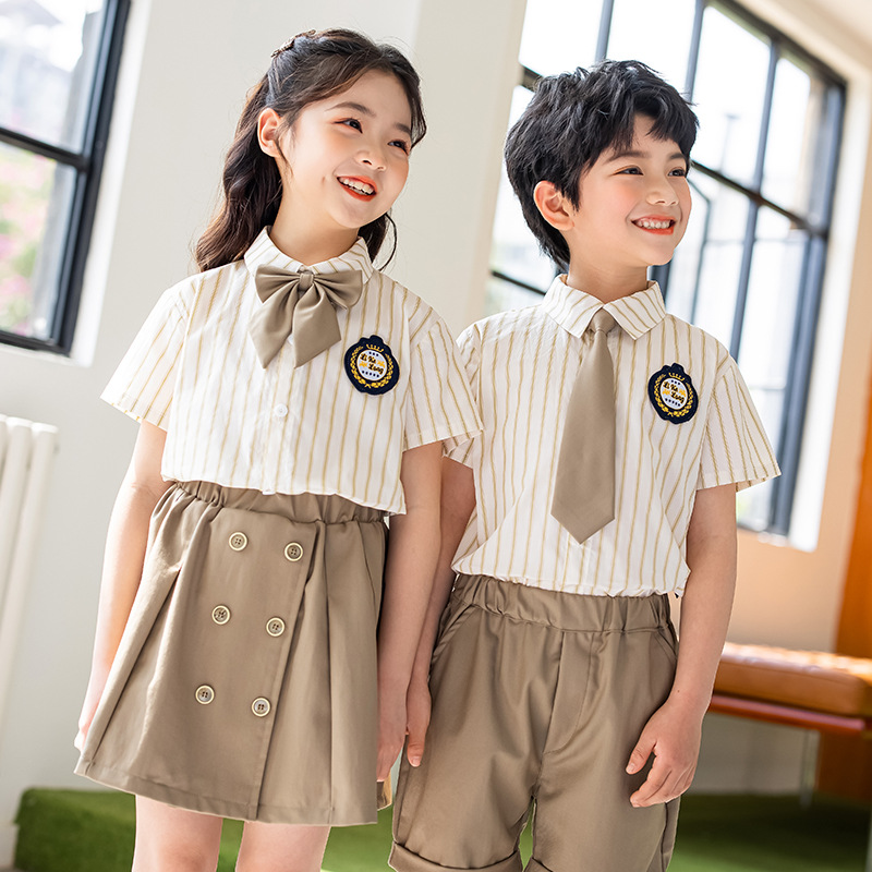 School uniform set, British style children's class uniform for primary school students, summer kindergarten teacher uniform, graduation uniform, college style custom-made