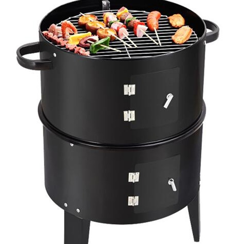 Horno de humo multifunción Parrilla de barbacoa de tres capas Fumar BARBACOA Parrilla de barbacoa al aire libre PARRILLA de barbacoa de carbón