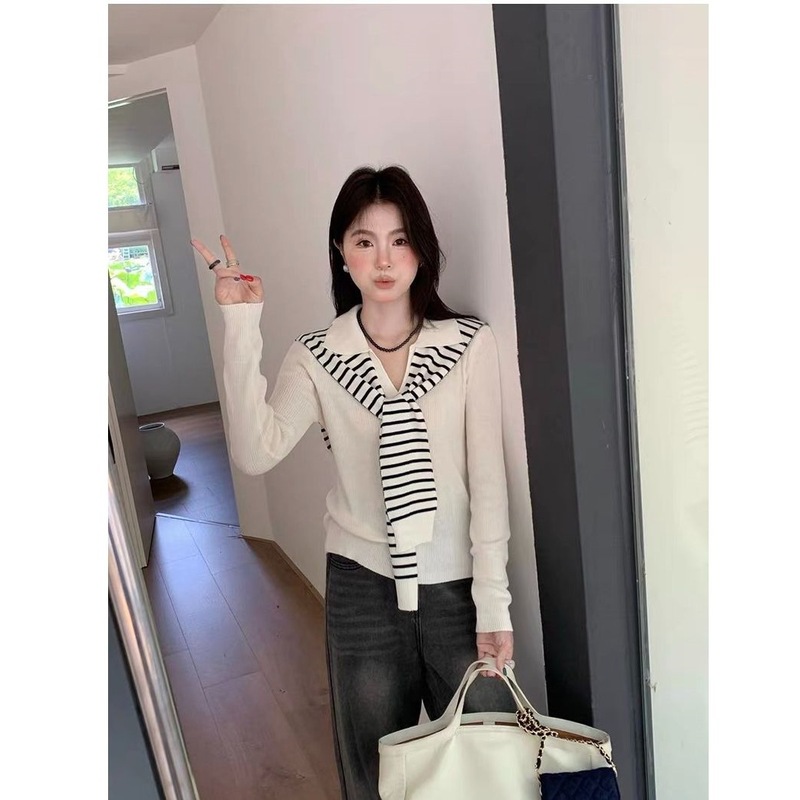 早秋新款时尚百搭学院风减龄刺绣针织开衫配披肩安迪绒杏色均码薄|undefined