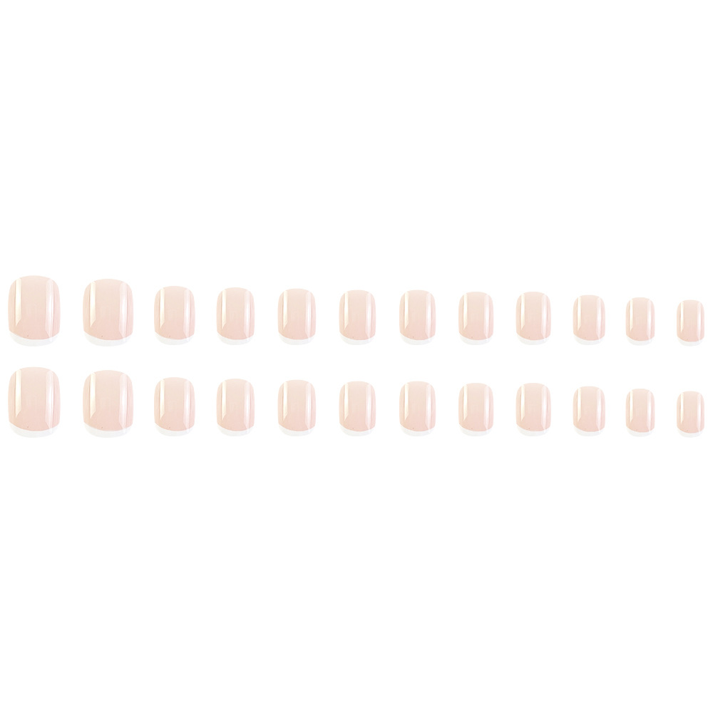 Comercio extranjero venta en caliente polvo desnudo bordes blancos manicure francés simple suave viento desgaste de uñas 24 piezas de parche de uñas