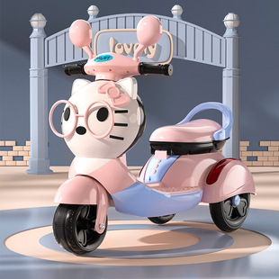 Cute Cartoon Girl Electric Motorcycle Double Plus Remote Control Dual Drive Toy Car Can Sit on and Charge Electric Car