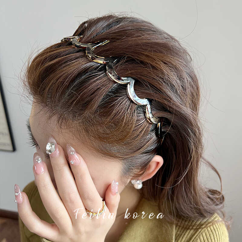 波浪发箍！甜美新款洗脸不卡头蓬松纹理感带齿梳防滑设计感发箍