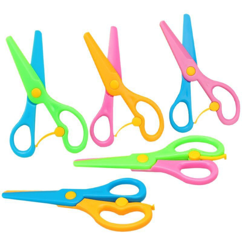 Creativa tijeras de plástico de seguridad infantil tijeras de papel de color estudiantes DIY hechas a mano tijeras de mano anti-clip tijeras de jardín de infantes