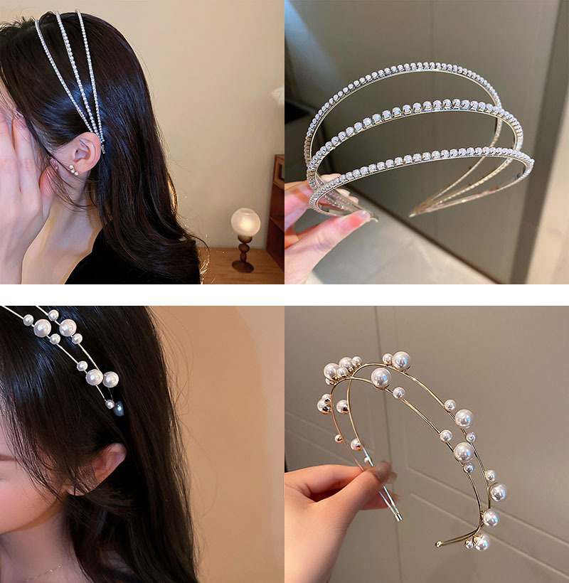 Artificial Pearls Inlay Material Fashion Geometric Cloth Inlay Artificial Pearls Hair Band