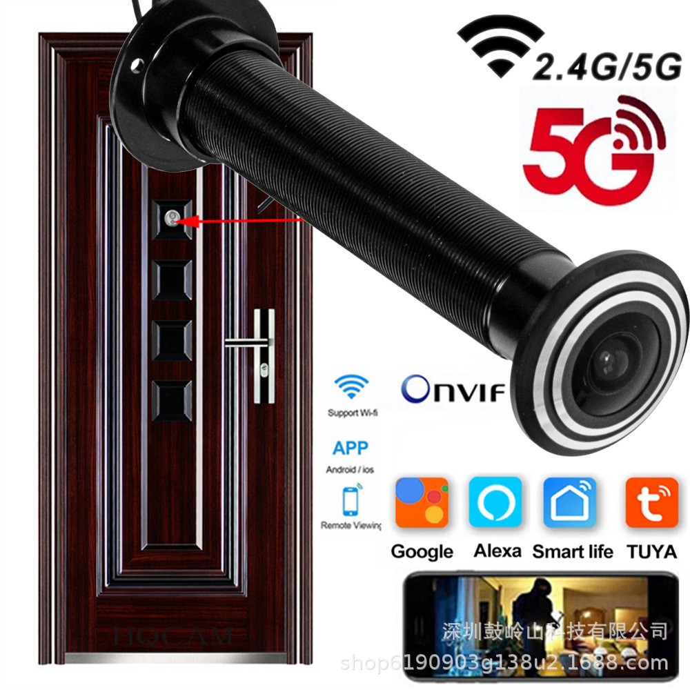 5G çift bantlı tuya kedi gözü çapı 15.8mm gece görüşlü ışıklı geniş açılı kedi gözü kamera 16mm Tuya akıllı