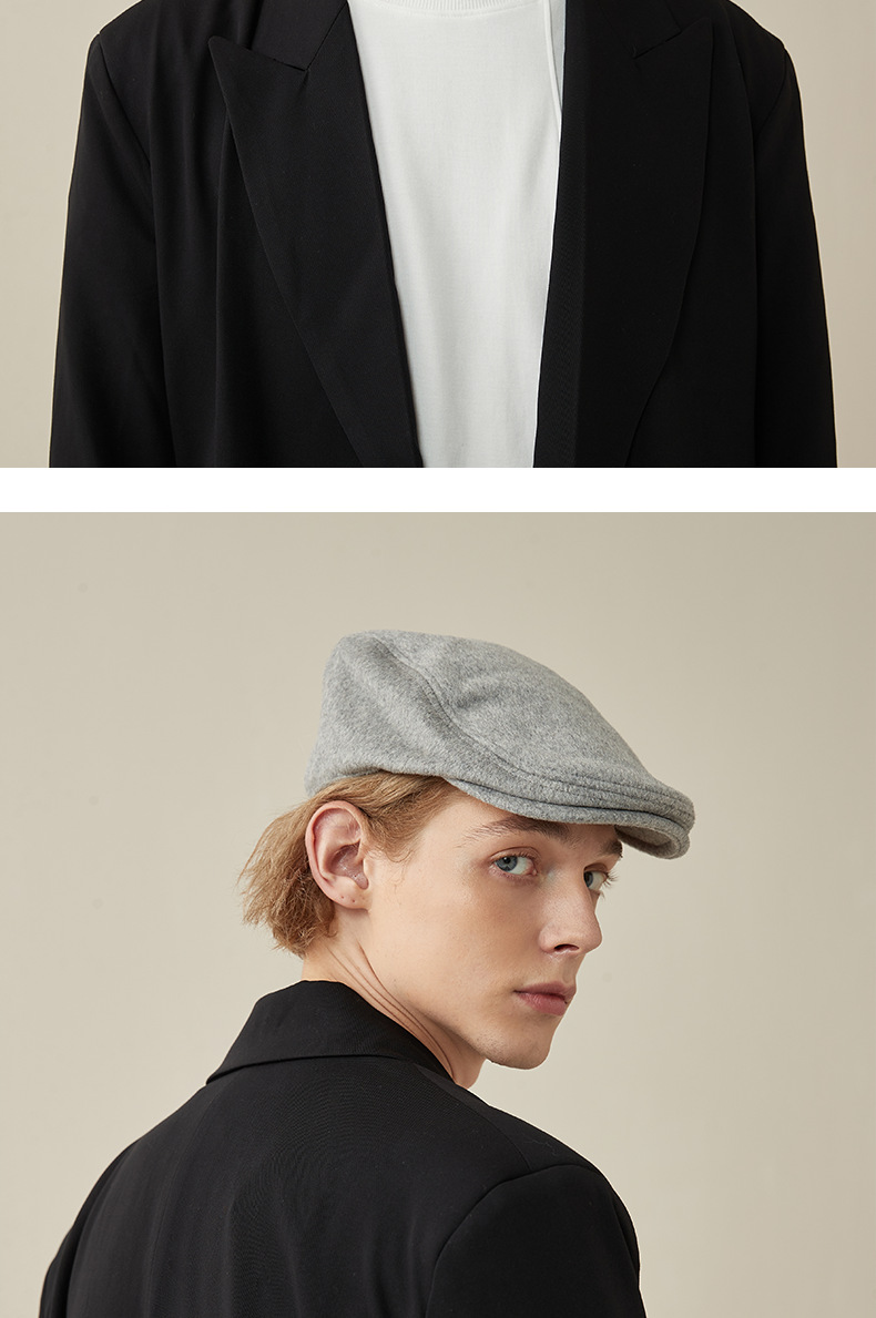 Autumn and Winter Korean Edition Beret Men's Wool Casual Artist Simple Bud Hat Trend_voghion.com