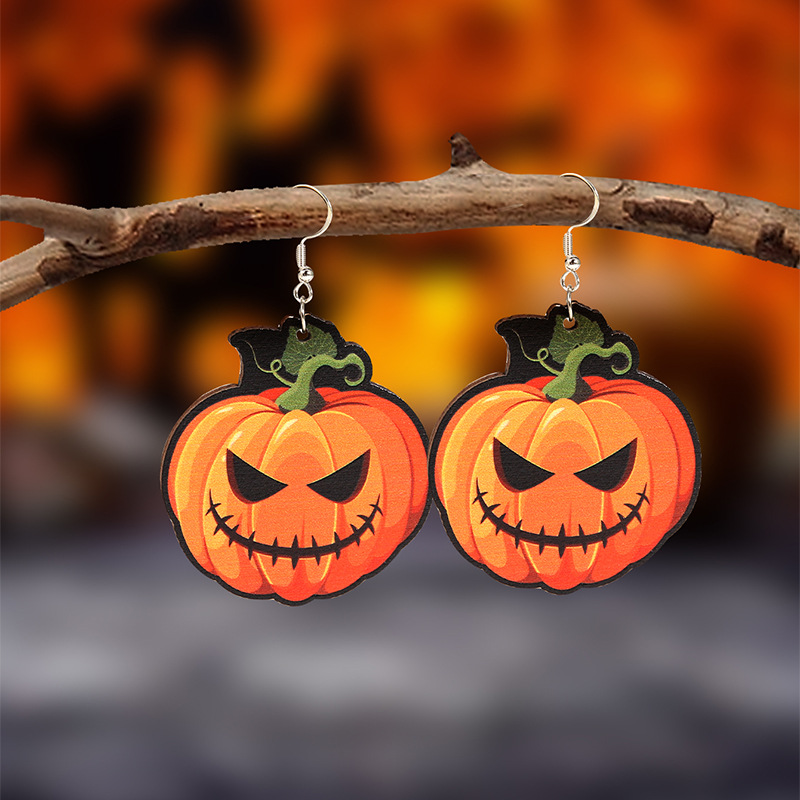 Drop Earrings Classification 1 Pair Funny Halloween Pattern Wood Drop Earrings