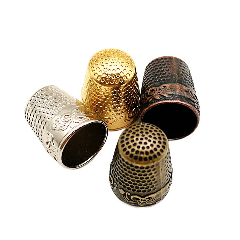 Dedal de metal ajustable dedal herramienta de costura aguja prensa dedo manga hecho a mano costura dedo manga orden