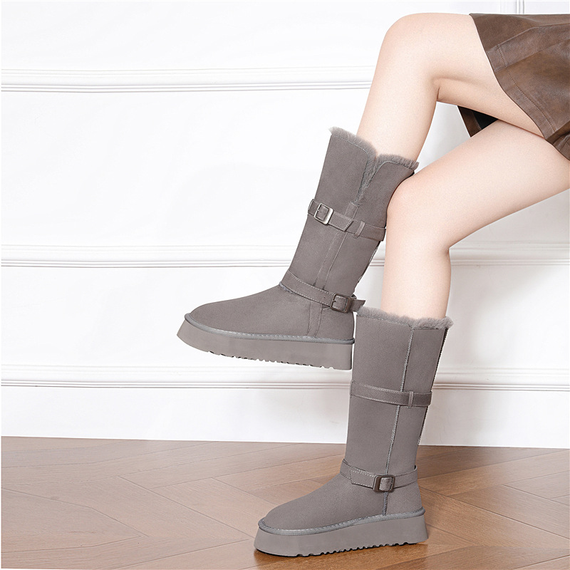 Thick-Soled Height-Increasing Mid-Calf Snow Boots For Women 2025 Winter New Fleece-Lined Warm High-End Fashionable Northeastern Cotton Boots For Women_vogvips.com
