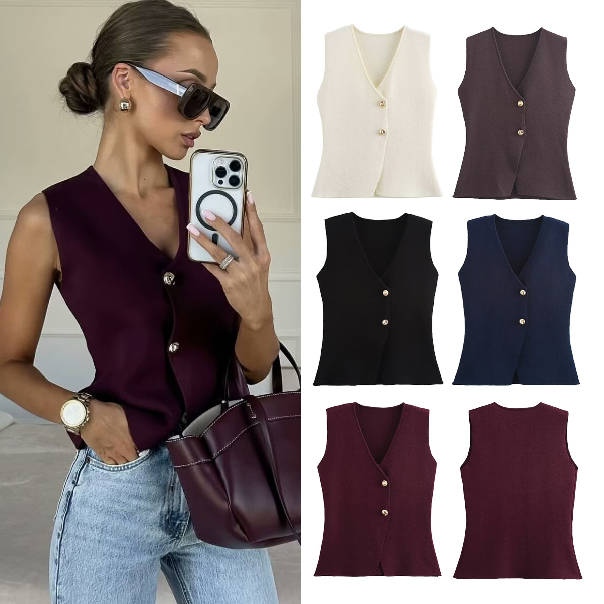 Wholesale Women's Polyester Knit Streetwear Solid Color Horse Blazers display picture 14