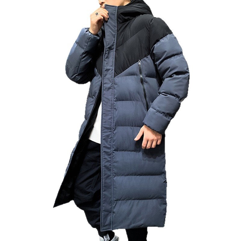 Marca de invierno antifría larga chaqueta de algodón con capuchón hombre engrosado chaqueta de algodón de estilo americano sobre la rodilla abrigo caliente de moda