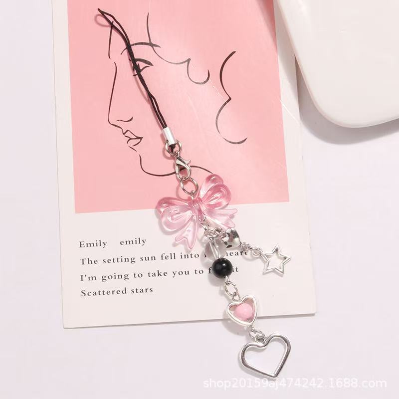 Estilo japonés y coreano ins estilo dulce niña corazón bowknot transparente encantadora Cadena de teléfono móvil lindo todo partido bolsa Goo tarjeta cadena