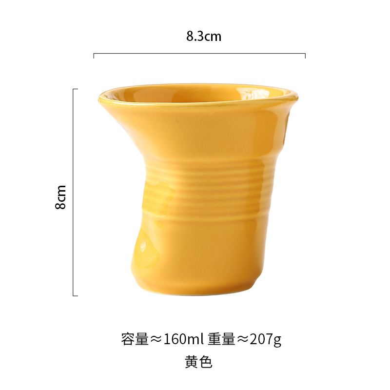 Estilo de nicho Taza de cerámica de alto valor irregular francesa Taza de café Diseño de pliegues Taza de enjuague bucal de alta calidad al por mayor