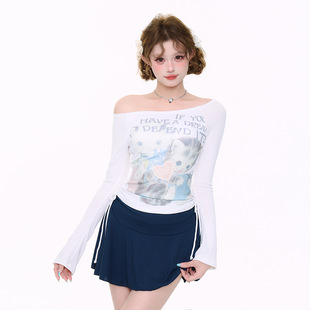 New Swimsuit for Women with Good Looks, Sun Protection, Long Sleeves, Drawstring Skirt, Split Hot Girl, Student, Beautiful Resort Hot Spring