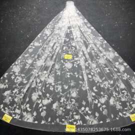 婚纱白纱面料 LC3818洒金花型 纯银 白钻粉 网纱 喷金花型面料