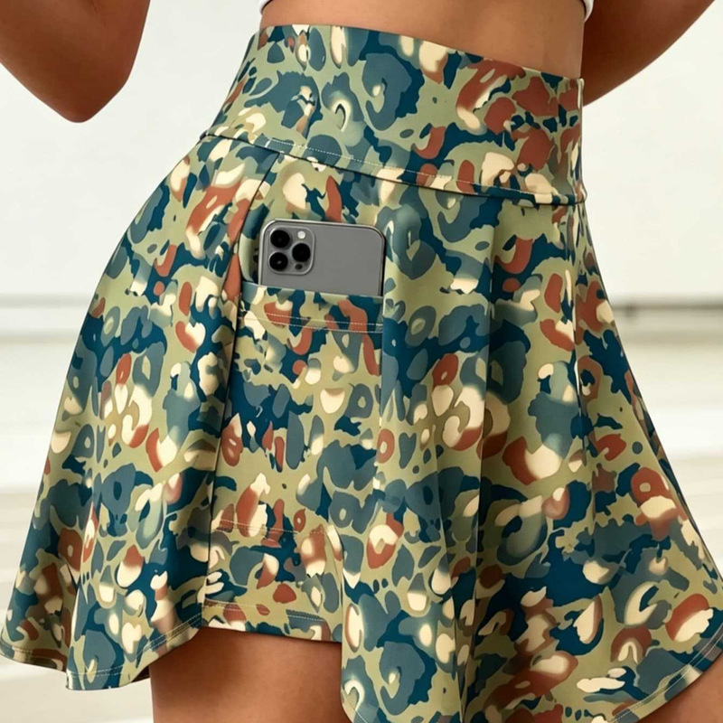 2026 New Printed Anti-Exposure Tennis Skirt High-Waisted Elastic Sports Skirt with Pockets Exclusively for Cross-Border Sales 2026 New Printed Anti-Exposure Tennis Skirt High-Waisted Elastic Sports Skirt with Pockets Exclusively for Cross-Border Sales
