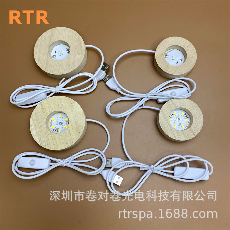 LED-Lampenemitter DIY Steckerlampe Nachtlicht Kristallkugel Duftlampe Parfümzerstäuber Marktstandleuchte Flohmarktleuchte runde Leuchte Echtholz leuchtender Sockel