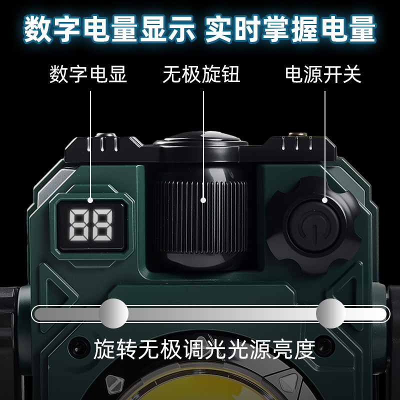 Nueva luz solar para acampar, luz de color de atmósfera multifuncional, luz de trabajo de luz fuerte de succión magnética, carga del puerto C, atenuación infinita