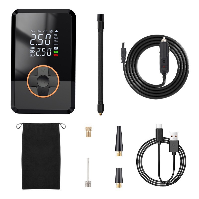 Display Tire Inflator – Qìchē Hava nasosu - wireless-dual-screen-digital-display-19-cylinder-power-cord-power-bank-storage-bag