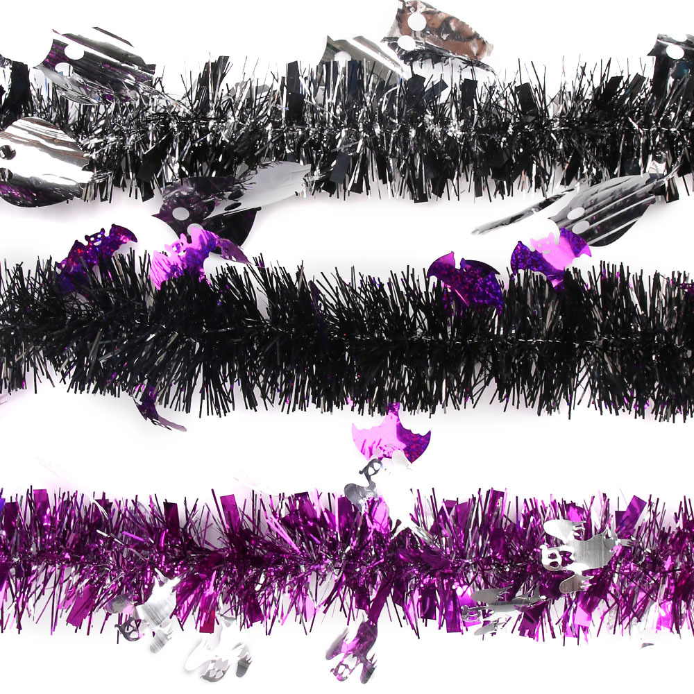 Nueva barra de color de Halloween, cinta encriptada, murciélago de hierba, barra de lana fantasma, decoración de fiesta del festival de fantasmas, colgante de flor de lana larga