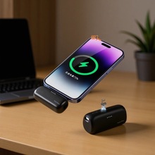 跨境便携5000毫安磁吸胶囊充电宝无线适用苹果安卓手机可定制LOGO