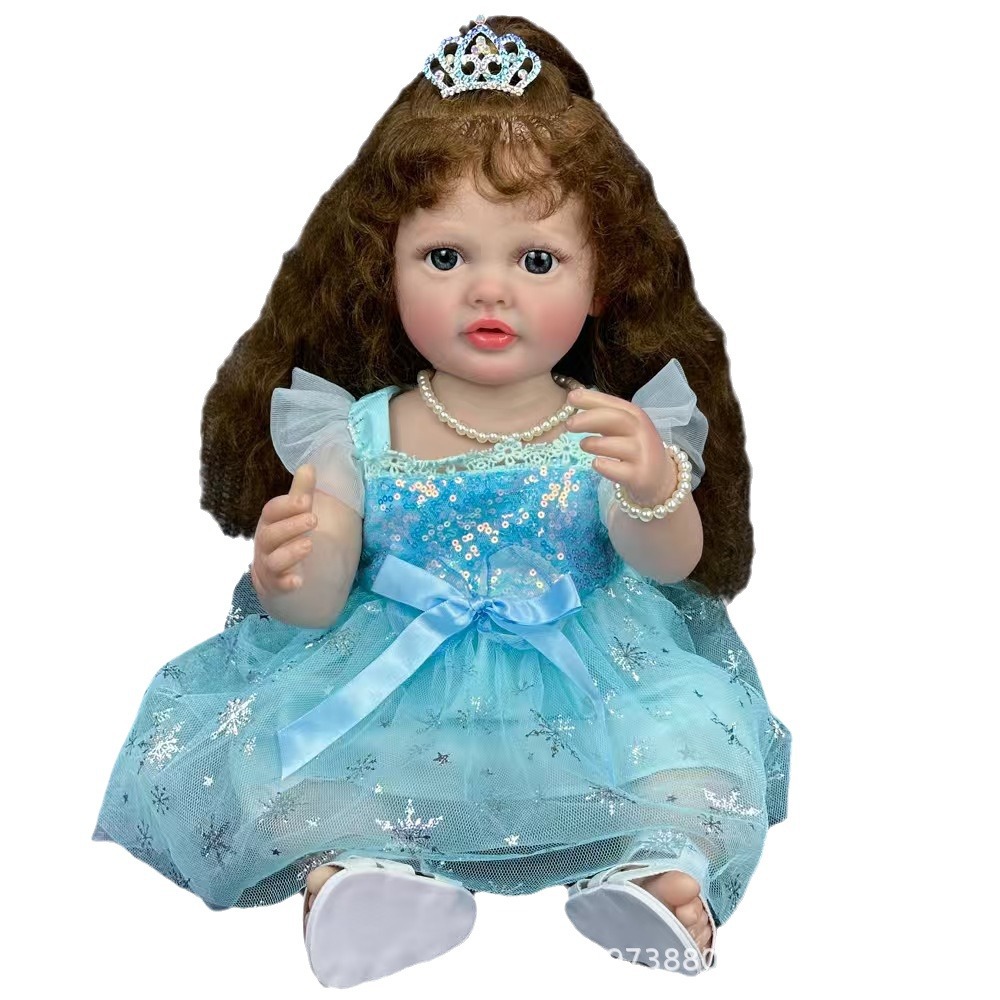 국경 간 중생 인형 진정 시뮬레이션  인형 세척 가능한 변화 비닐 긴 머리 소녀 휴일 선물 1