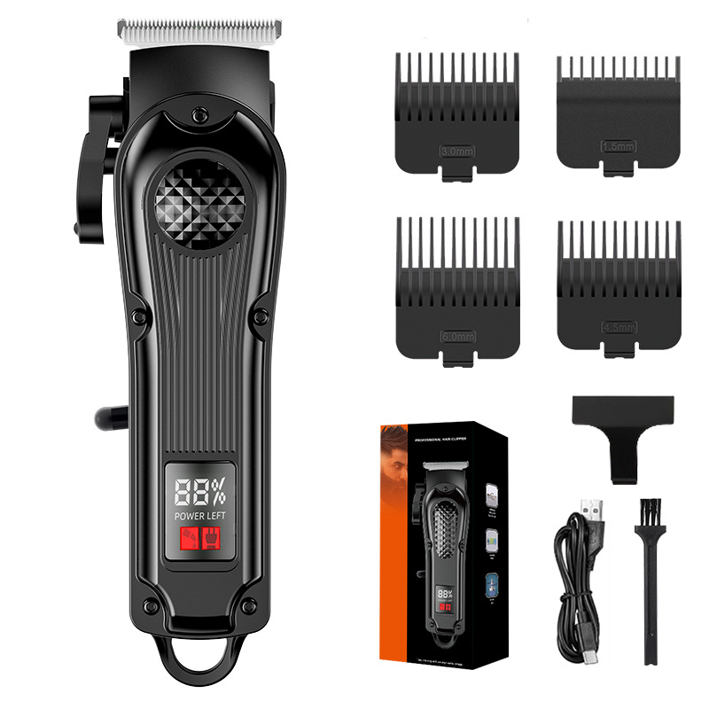 Electric Hair Clipper Set Digital Display Salon Grade Trimmer Engraved Haircut Tool_voghion.com