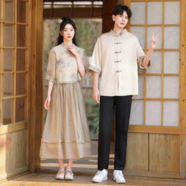 实拍情侣新中式情侣班服 校服毕业照