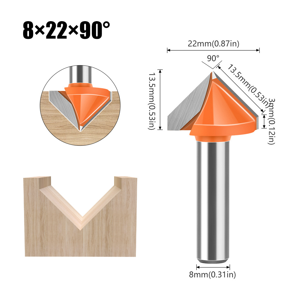 8mm mango 60 grados 90120 grados 150 grados 3D cuchillo en forma de V cuchillo 3D cuchillo de talla de la computadora cuchillo de carpintería cuchillo en forma de V cortador de fresado