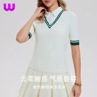 假两件翻领短袖高尔夫休闲POLO衫上衣户外运动速干健身拼色T恤