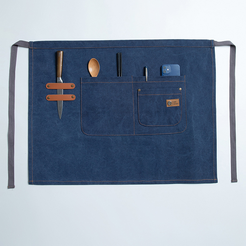 Comercio exterior barista medio delantal moda femenina restaurante cintura corta lona media ropa de trabajo delantal masculino al por mayor