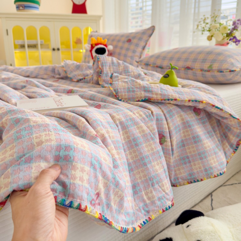 Hilo antibacteriano de doble capa edredón de verano edredón fresco de verano dormitorio pequeño fresco edredón de aire acondicionado lavable a máquina edredón fino