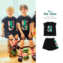 现货BE25夏季新品儿童休闲两件套中小童卡通西瓜图案背心短裤套装