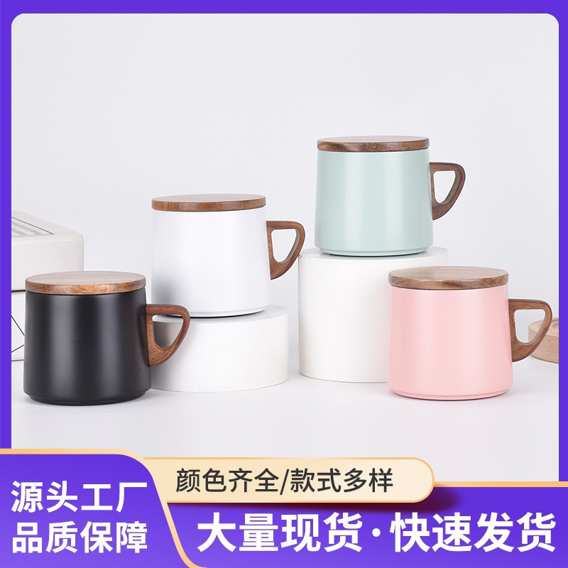 Creativo 304 taza de vacío de acero inoxidable portátil mango de oficina taza de vacío con tapa pareja desayuno taza al por mayor