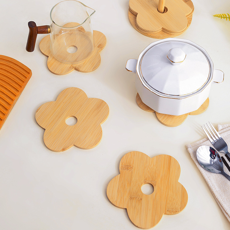 Almohadilla de aislamiento térmico de madera maciza Almohadilla para mesa de comedor a prueba de escaldaduras para el hogar Almohadilla para olla de arena redonda Almohadilla para cuenco Almohadilla para plato Almohadilla para plato Almohadilla antitérmica