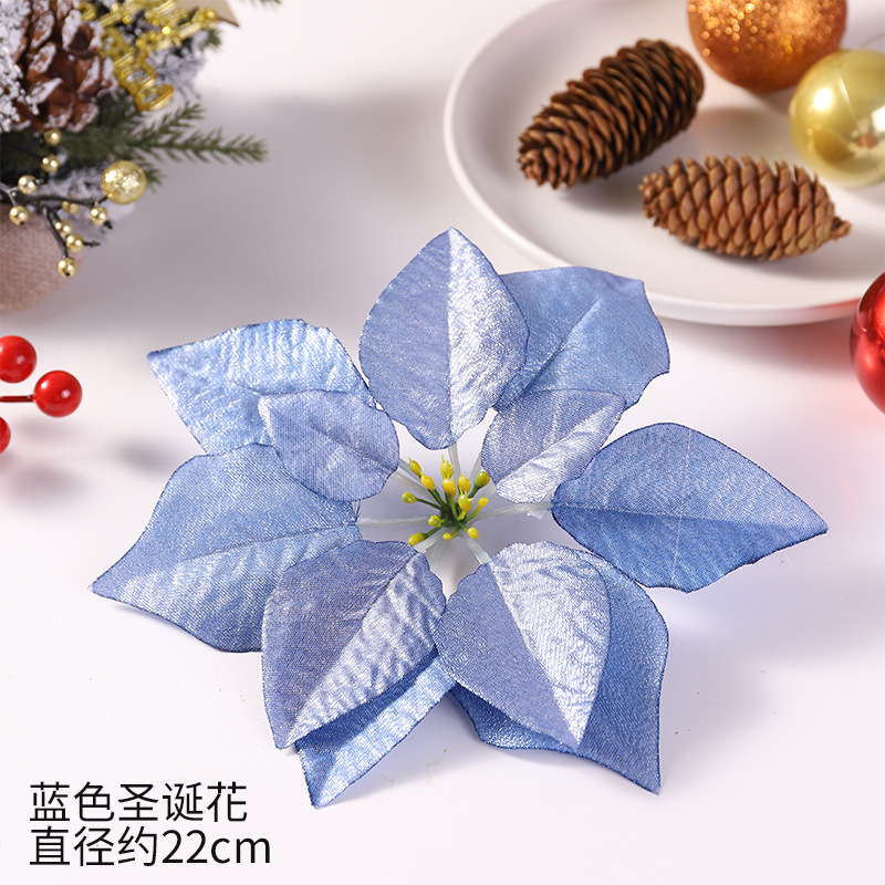 Al por mayor y al por menor Flor de Navidad artificial 22cm gran árbol de Navidad flor decorativa Comercio exterior transfronterizo caliente accesorios de Navidad