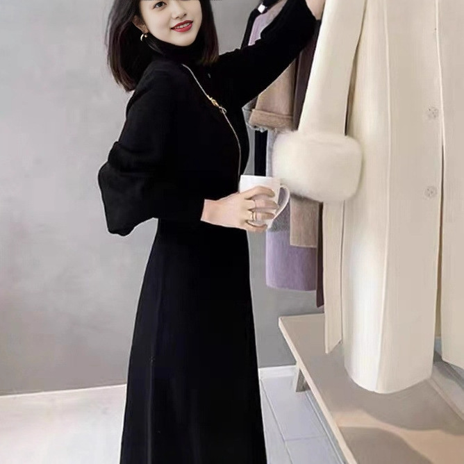 欧洲站秋季2025新款女装法式赫本风长款毛衣裙内搭打底针织连衣裙|undefined