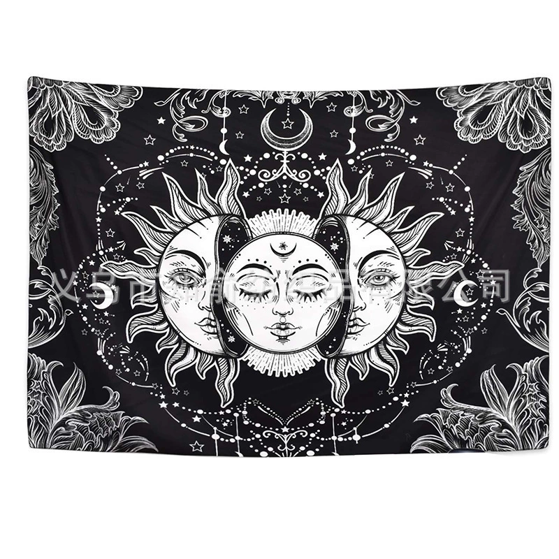 Tapestry solar-powered wall hanging, 95×73–180×230 cm sizes, lightweight decorative cloth with LED lights