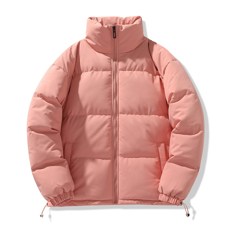 2024 abrigo acolchado de algodón grueso para hombres y mujeres del mismo estilo, casual juvenil, simple, suelto, cuello alto, chaqueta de algodón, chaqueta de moda al por mayor