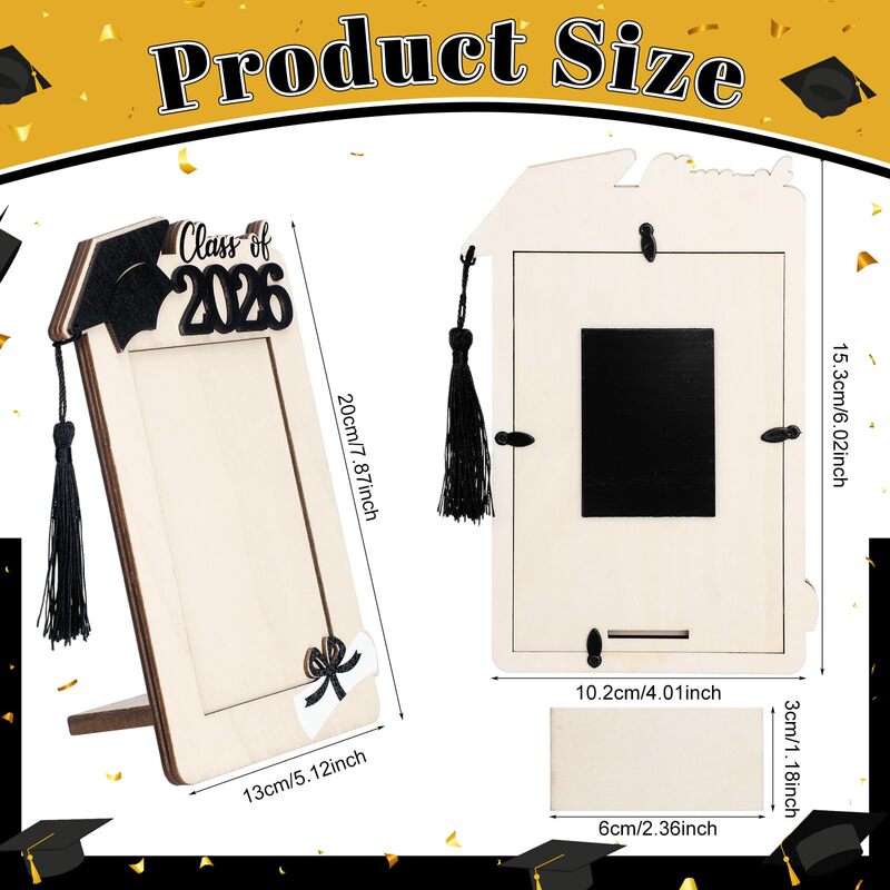 Class of 2026 Graduation Wooden Photo Frame Magnetic Decoration Display Stand Graduation Season Creative Gift Wooden Crafts