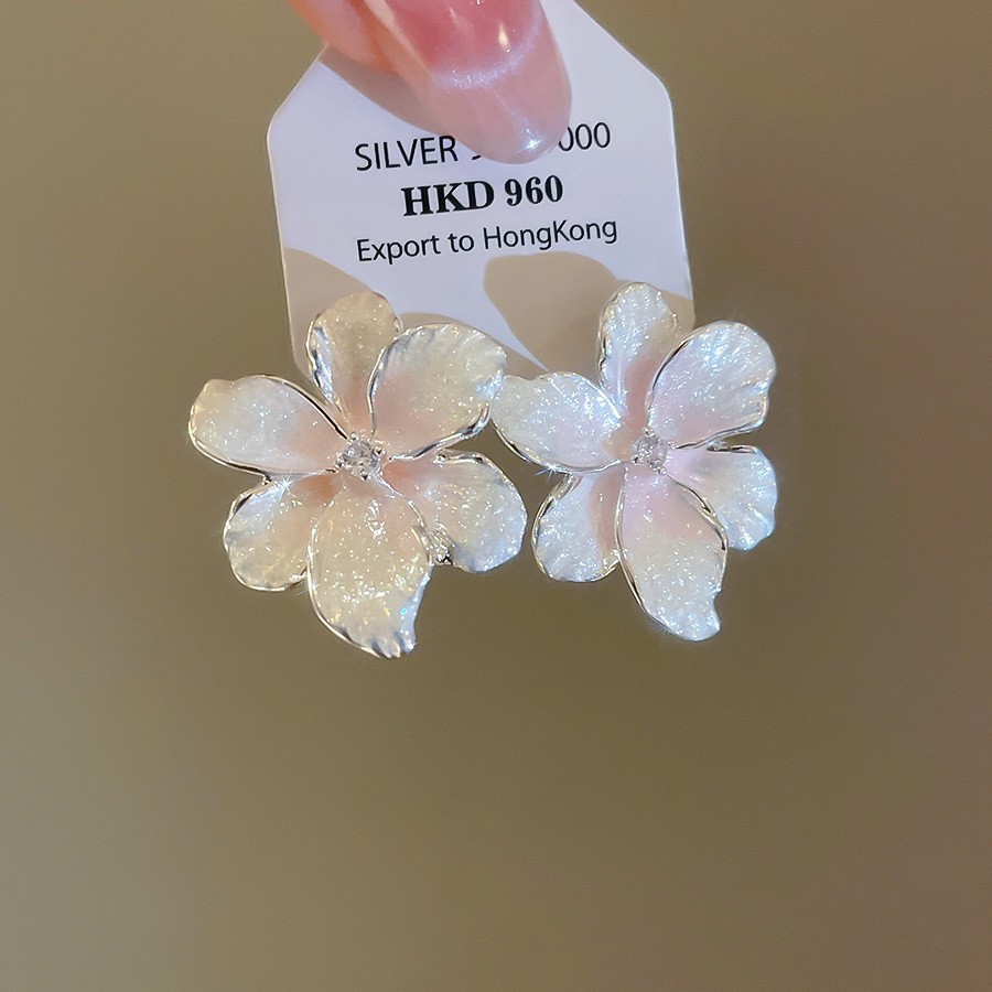 Aguja de plata Corea del Sur diamante Opal flor pendientes diseño fresco Rosa pendientes moda pendientes dulces al por mayor