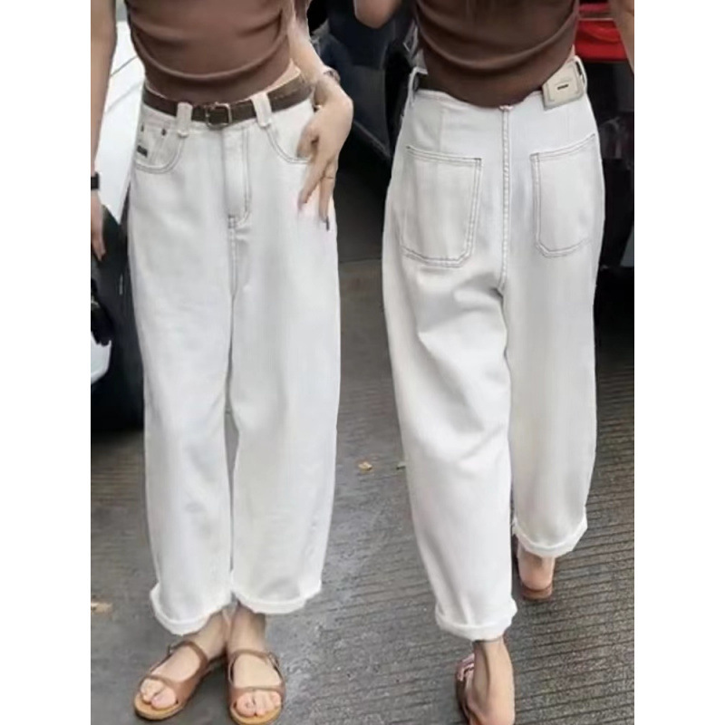 White Wide Leg Jeans Women's Summer Banana Pants Thin Carrot Pants plus size chubby girl Pants Slim Look Dad Pants White Wide Leg Jeans Women's Summer Banana Pants Thin Carrot Pants plus size chubby girl Pants Slim Look Dad Pants