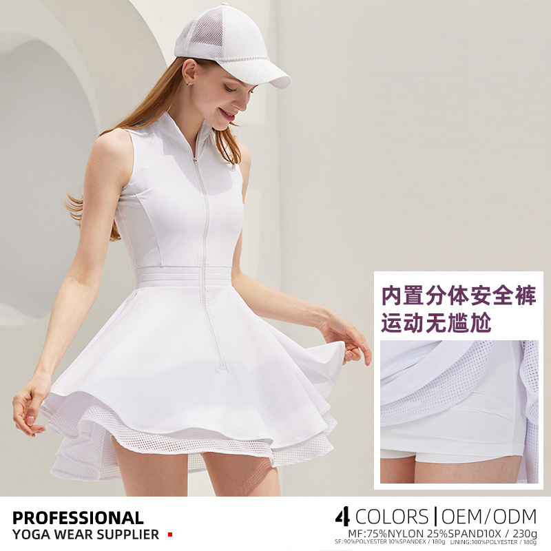 网球服连衣裙户外跑步运动健身高尔夫羽毛球防走光两件套网球裙|undefined