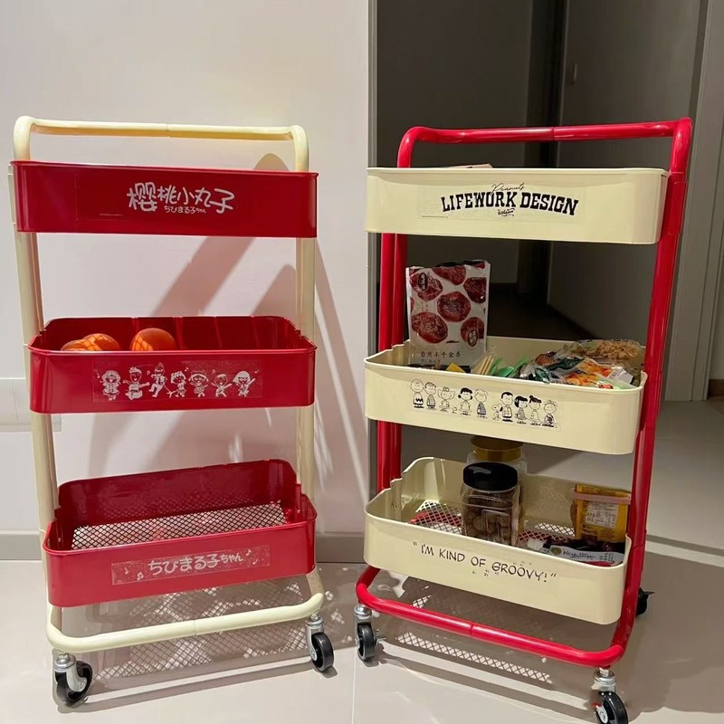 多層可動金属製収納トロリー収納ラック高価値ホームベッドルームリビングルームスナック収納ラック|undefined